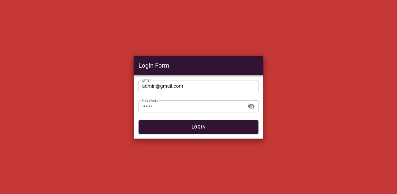 Login page
