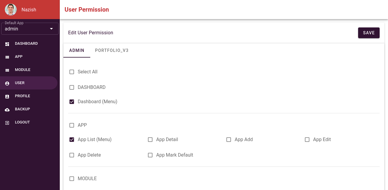 User Permission Update Page