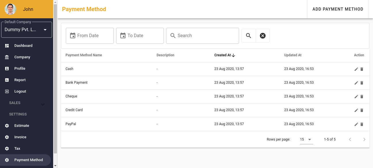 Setting Payment Method